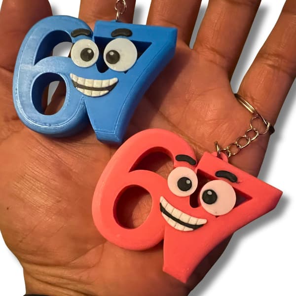 67 Meme Viral Smily Nyckelring Blå M