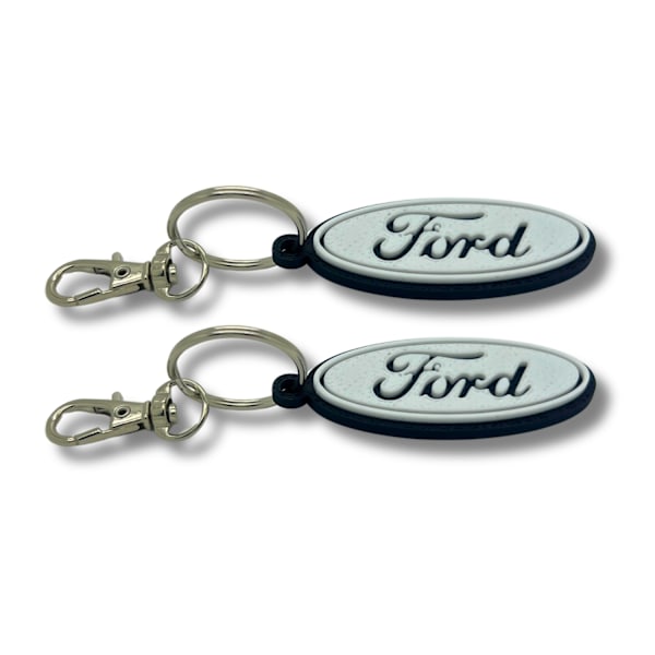 2x Nyckelring Clip On & Go karbinnyckelring för Ford Svart