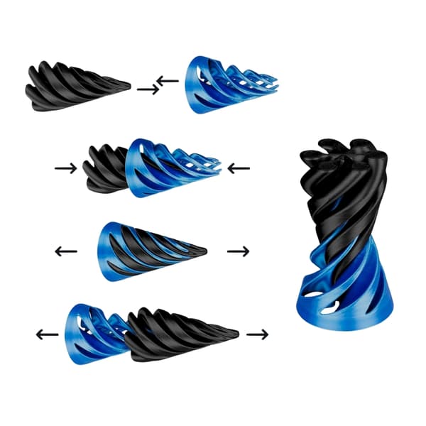 Omöjlig passage genom spiralkon 3D-utskriven Blå M