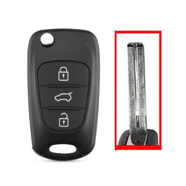 3-knapps bilnyckelskal kombi mittspår för hyundai Svart one size