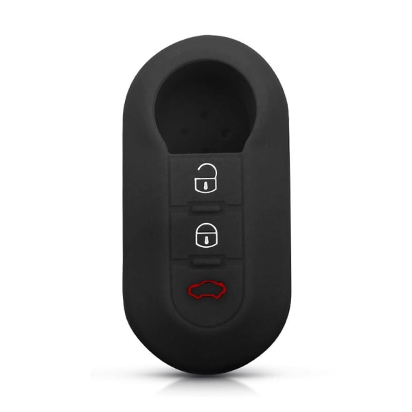 Silikon 3-knapps bilnyckelfodral svart för Fiat Svart one size