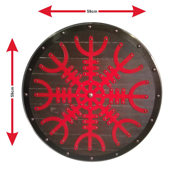 Trävikingasköld handgjord Helm Of Awe metallskiva SWE14 multifärg one size