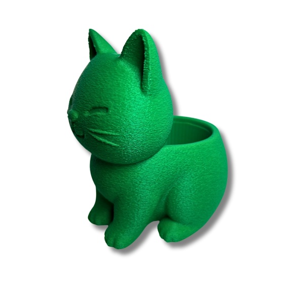 Söt katt mini planteringskruka Grön M