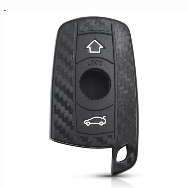 Carbon Fiber Silikon 3-knapps bilnyckelfodral för BMW Svart one size
