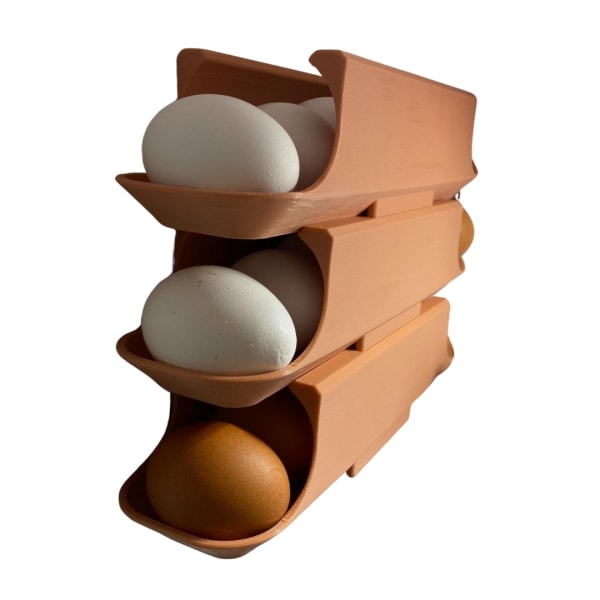 Stapelbar ägghållare Kylskåp, äggdispenser automatisk rullbricka Brun M