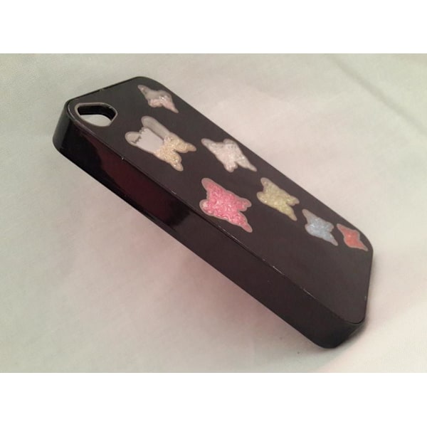 Apple Iphone 4 4S Skal Case Beads (7 Butterflys) Svart Svart