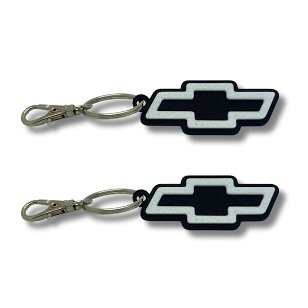 2x Nyckelring Clip On & Go karbinnyckelring för Chevrolet Svart