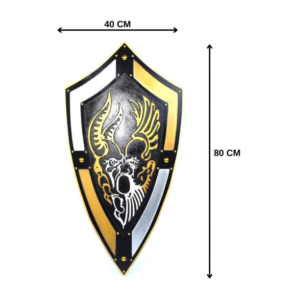 Trä medeltida Gladiator Shield SWE-118 Svart one size