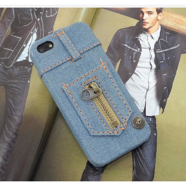 Apple Iphone 5 5S Jeans Skal Skydd Ljusblå Blå