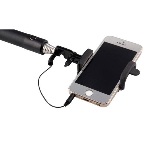 Plug and play vikbar selfiestick med fäste Svart one size