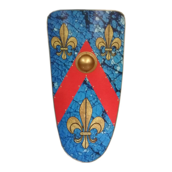 Trä Medeltida fleur de lis Viking Shield SWE136 multifärg one size
