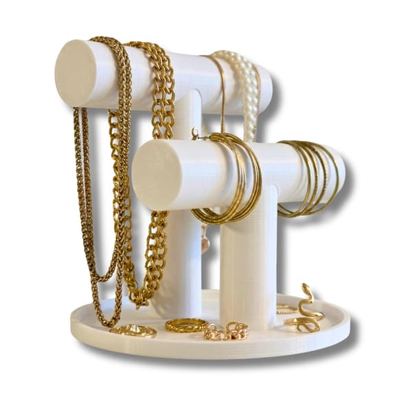 Litet Pillar Armband Halsband & Ringställ Vit M