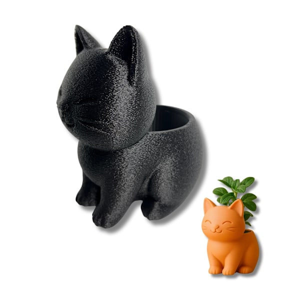 Söt katt mini planteringskruka Svart M