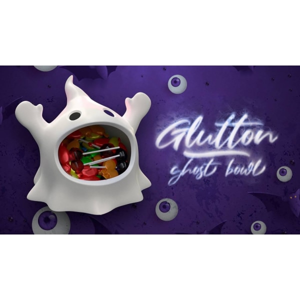 Halloween Glutton Ghost Candy Bowl dekorationsfest Vit one size