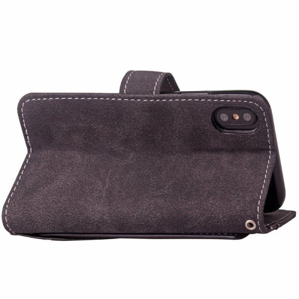 IPhone 6+/6S+ Läder Flip Plånbok Fodral Scrub Case Svart Svart