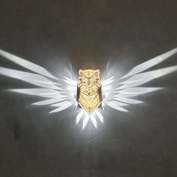 Owl wings lampa väggfäste LED ljus med adapter Vit M