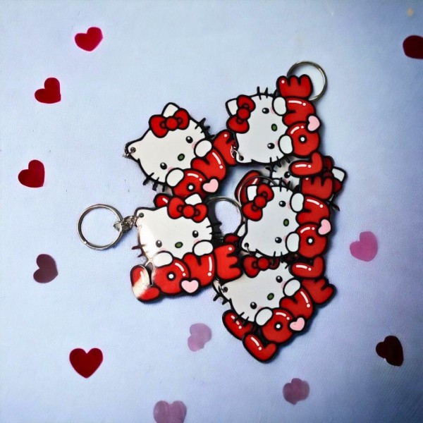 Hello Kitty nyckelring kedja blixtlås hängare Röd M