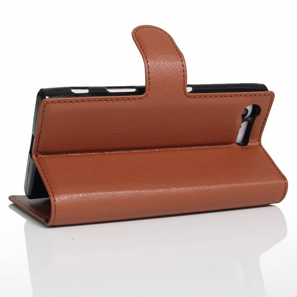 Xperia Z5 premium fodral plånbok leeche case brun Brun