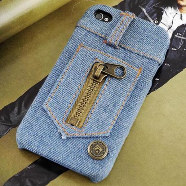 Apple Iphone 5 5S Jeans Skal Skydd Ljusblå Blå