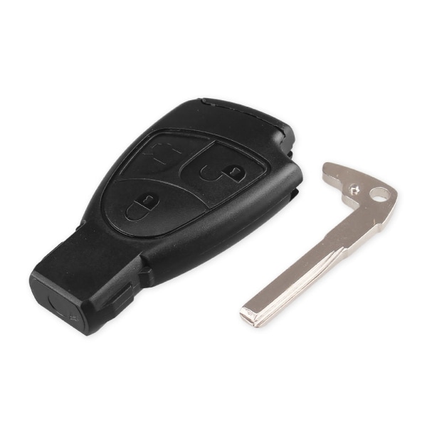 3-knapps nyckelskal + batterihållare till Mercedes Benz Svart one size