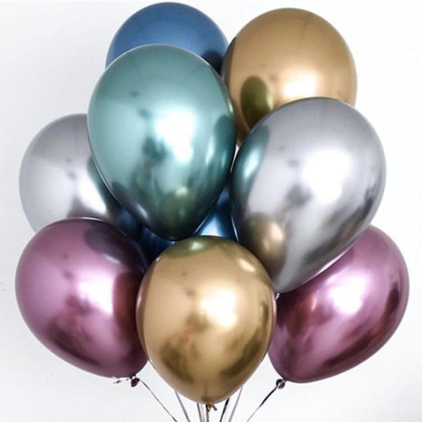10x glansig pärla uppblåsbar krom ballonger metallil Lila one size