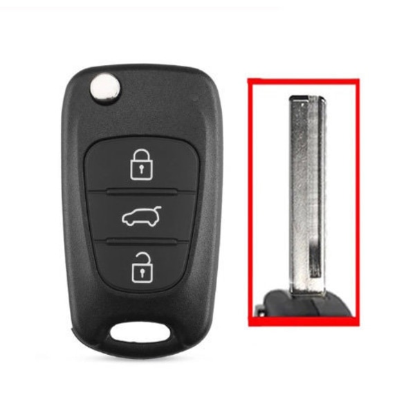 3-knapps bilnyckelskal kombi höger spår för Hyundai Svart one size