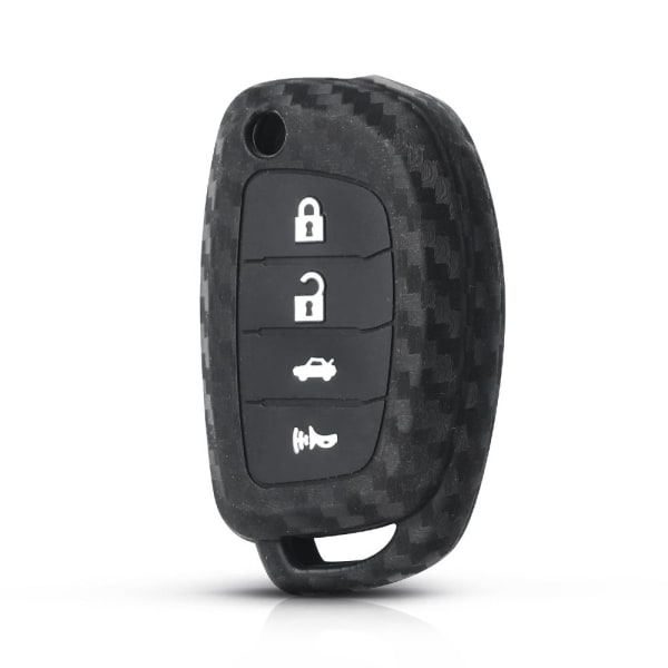 Silikon Carbon 4-knapps bilnyckelfodral till Hyundai Black 4 Buttons