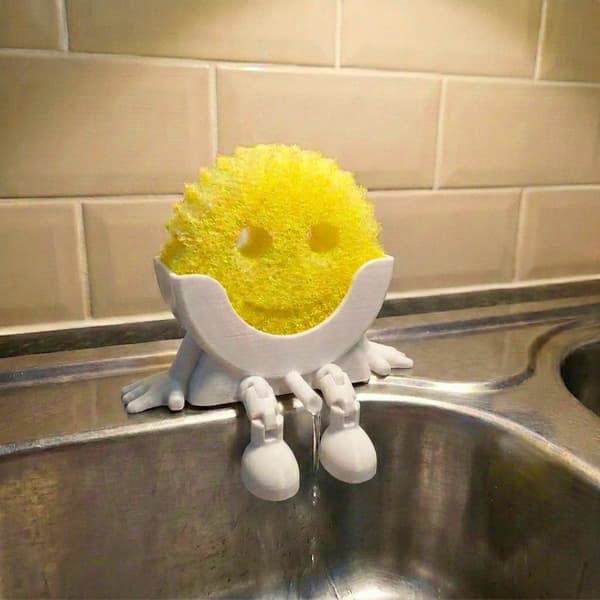 Hållare för Scrub Daddy | Svampbehållare med avlopp Vit M