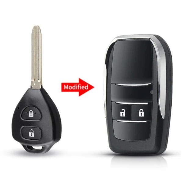 Modifierad 2/3/4 -knappens fjärrnyckel för Toyota Corolla Rav4 Black 2 buttons