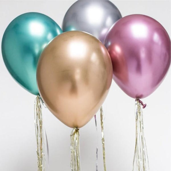 10x glansig pärla uppblåsbar krom ballonger metallil Lila one size