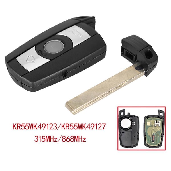 3-knapps bilnyckelfodral 315/868mhz chip för BMW Black 315 mhz