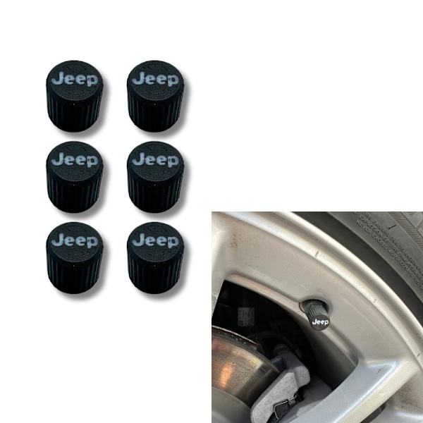 6x Bilhjul Däckventilkåpor Däckfälgstamskydd för Jeep Svart