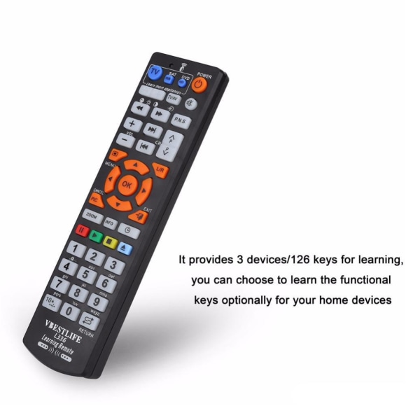 Universell IR-inlärningsfjärrkontroll smart LCD LED DVD-TV Svart one size