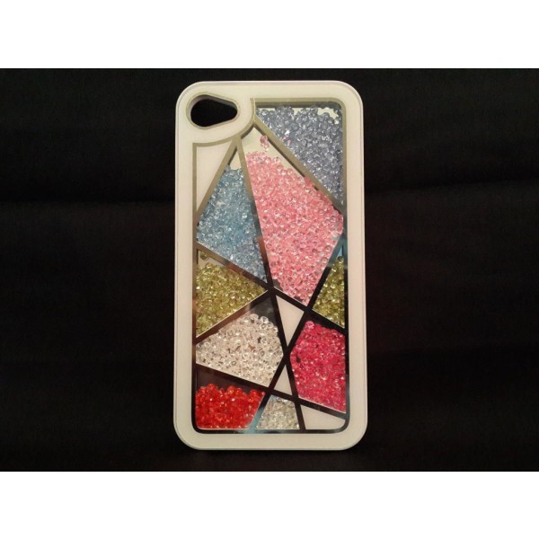 Apple Iphone 4 4S Skal Case Beads (Random Triangle) Vit Vit