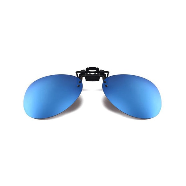 Ovala glasögon klämmer på / flip up polariserad UV Ljusblå L