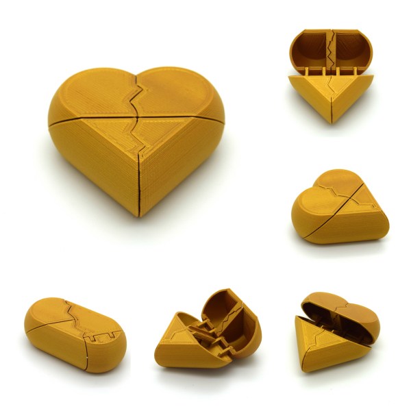 Hjärtformad hemlig smyckenhållare Guld Transformerbar Guld