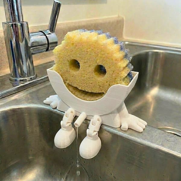 Hållare för Scrub Daddy | Svampbehållare med avlopp Vit M