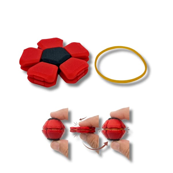 PentaClick Fidget Clicker - Squishy Stressleksak - Sensorisk klämboll Röd M