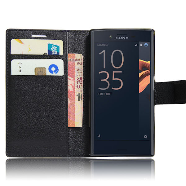 Xperia Z5 fodral plånbok leeche case svart Svart