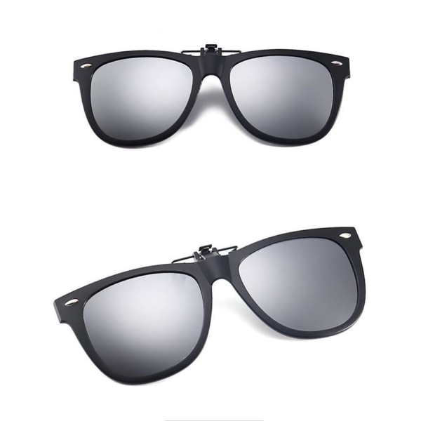 Solglasögon klämmer på / flip up polariserade UV-glasögon Silver L
