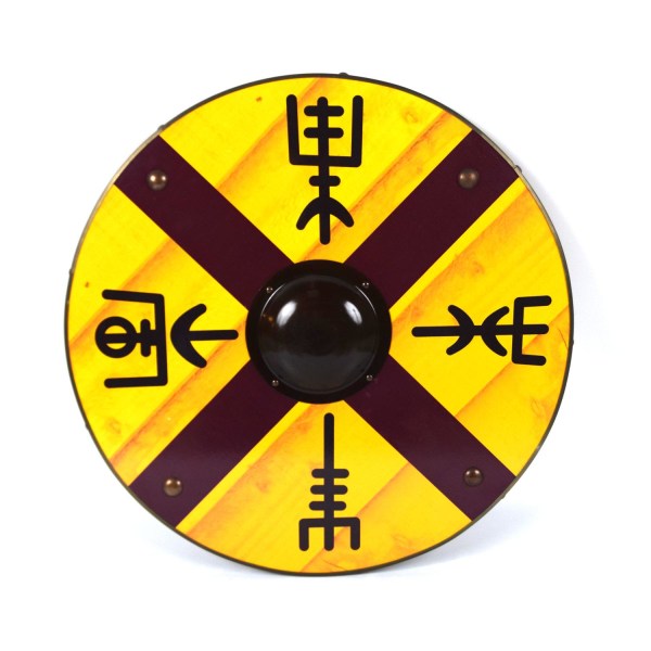 Trä Viking Runes Helm Of Awe Shield handgjorda SWE73 multifärg one size