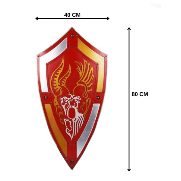 Trä medeltida Gladiator Shield SWE-116 Röd one size
