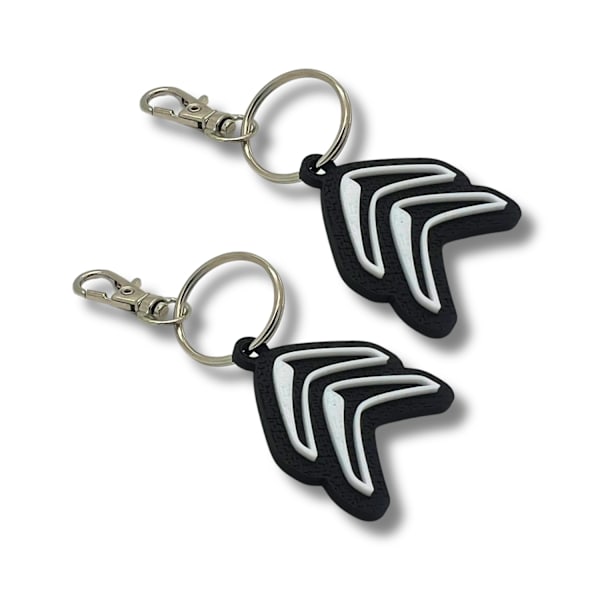 2x Nyckelring Clip On & Go karbinnyckelring för Citroen Svart
