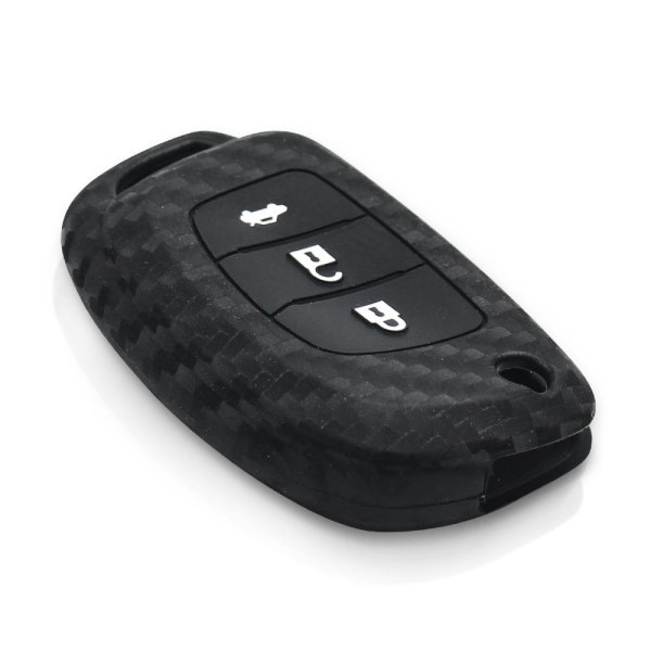 Silicone Carbon 3-knapps bilnyckelfodral till Hyundai Black 3 Buttons