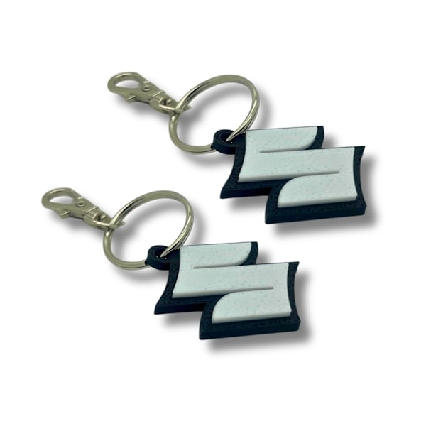 2x Nyckelring Clip On & Go karbinnyckelring för Suzuki Svart