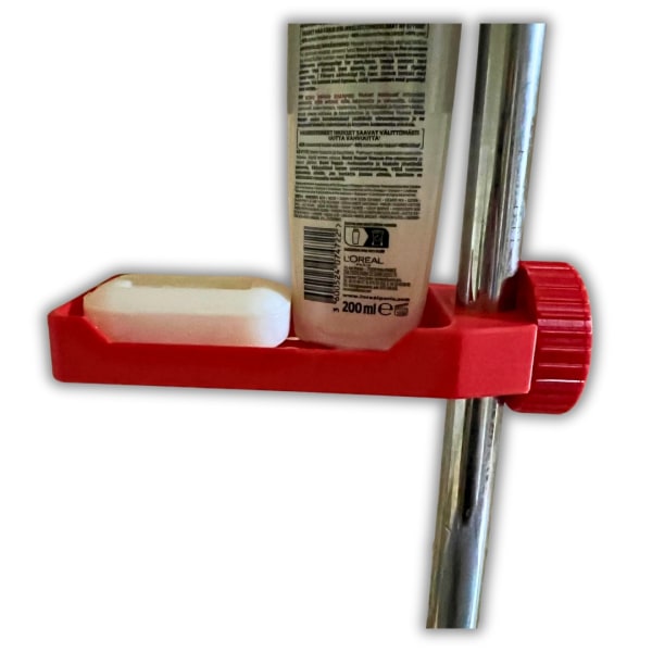 Duschtvålschampohållare enkel installation för 22 mm rör Röd M