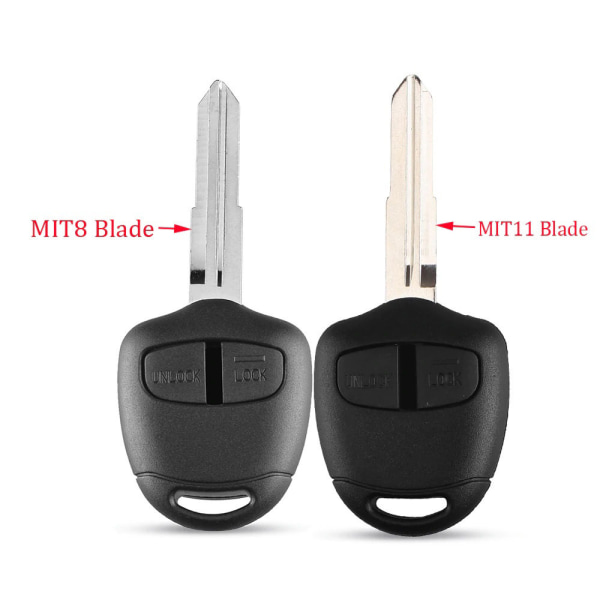 2-knappars fjärrnyckelskal MIT11 Blade för Mitsubishi Svart one size