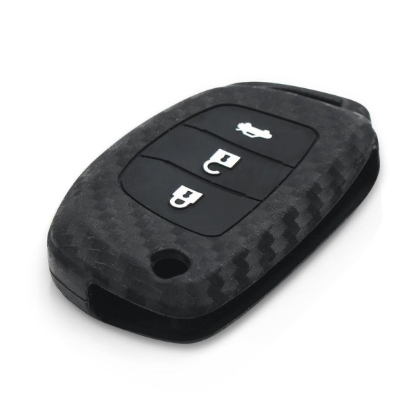 Silicone Carbon 3-knapps bilnyckelfodral till Hyundai Black 3 Buttons