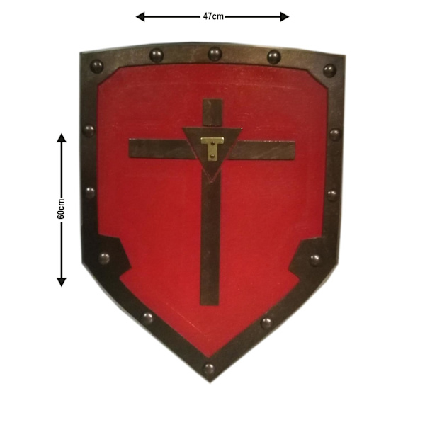 Trämedeltida Viking Cross Shield - Röd SWE103 multifärg one size