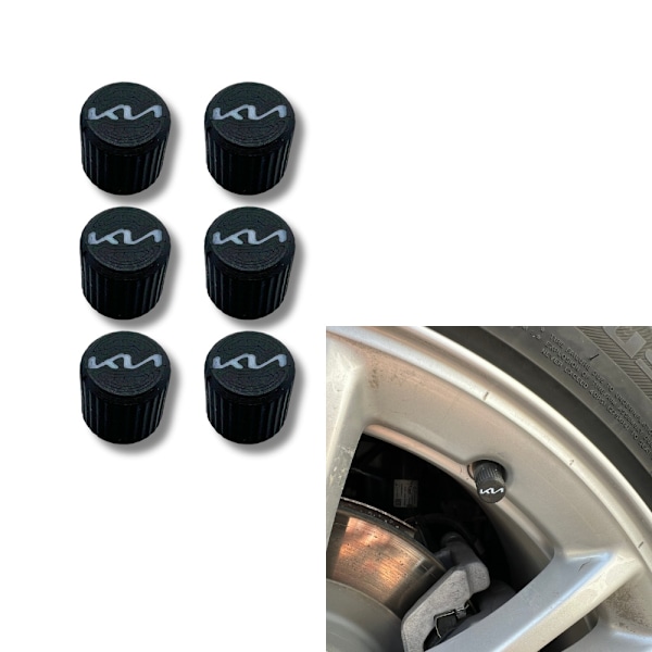 6x Bilhjul Däckventilkåpor Däckfälgstamskydd för Kia Svart